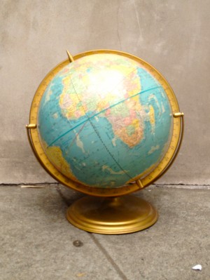 vintage globe with gold stand