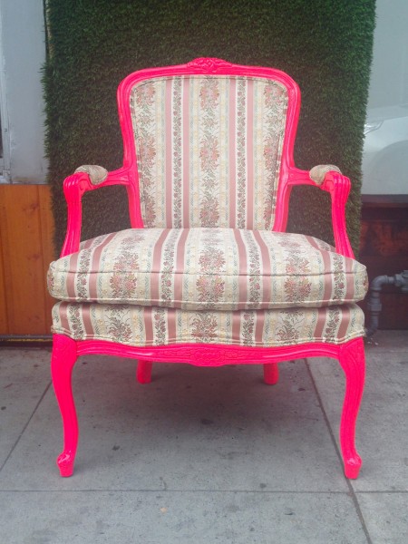 hot neon pink upholstered chair