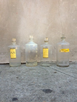 4 vintage glass bottles