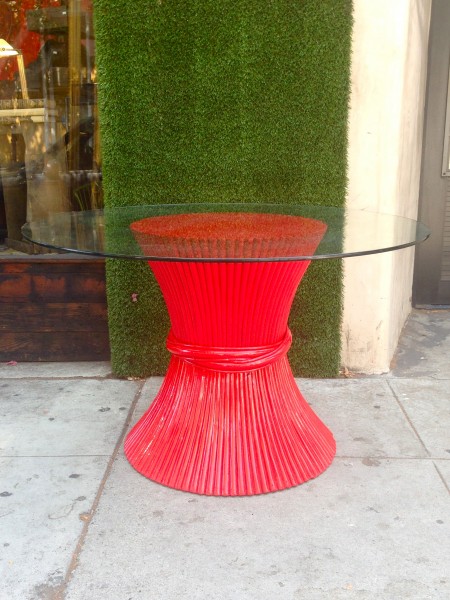 red base dining table with glass top
