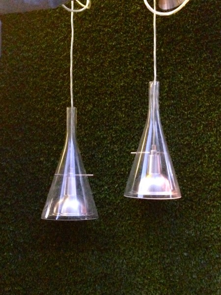 2 modern glass hanging lights
