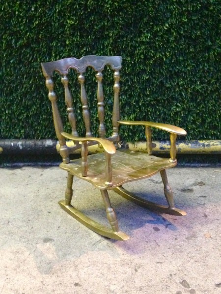 super tiny brass rocking chair