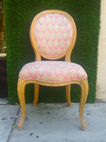 vintage accent chair with detailed print