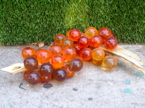 pair of vintage oversized glass orange grapes