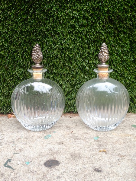 vintage glass round bottles with lid