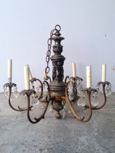 vintage brass chandelier with crystals