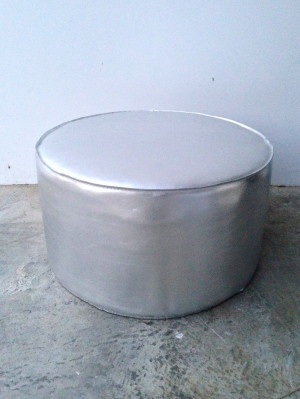 round silver ottoman