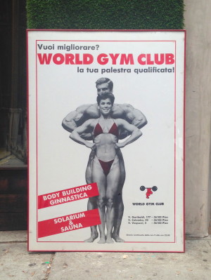 large 80’s world gym club framed poster