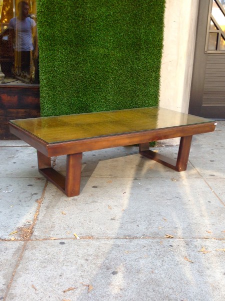 Rectangular coffee table with glass top