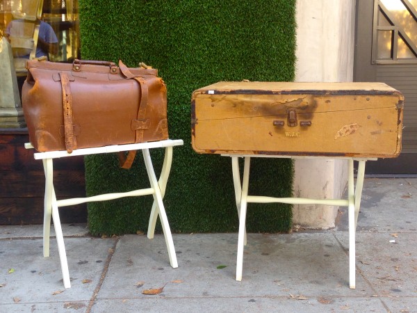 pair of vintage suitcase racks