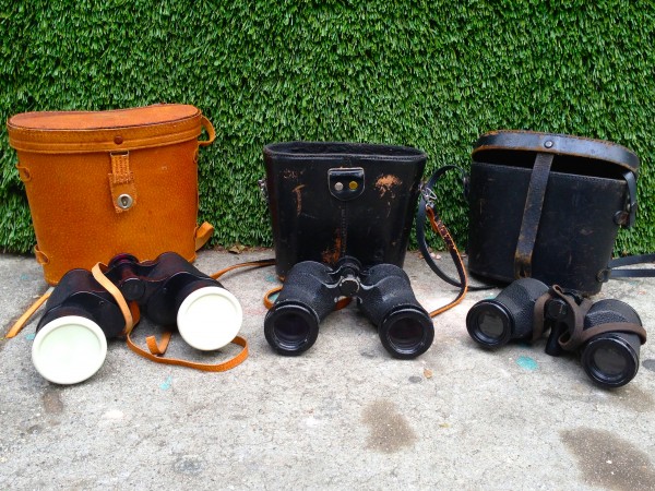 vintage binoculars with case