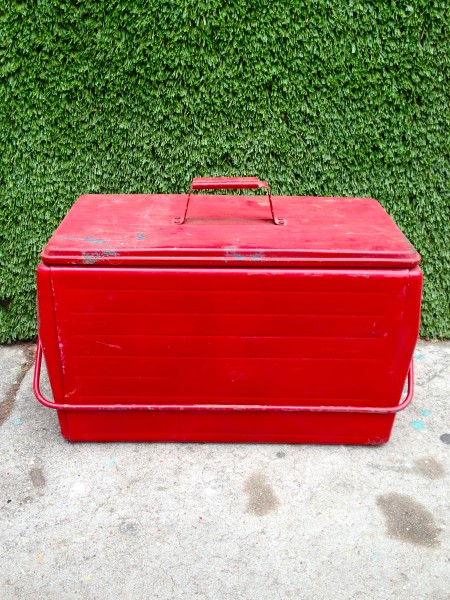 vintage red ice chest