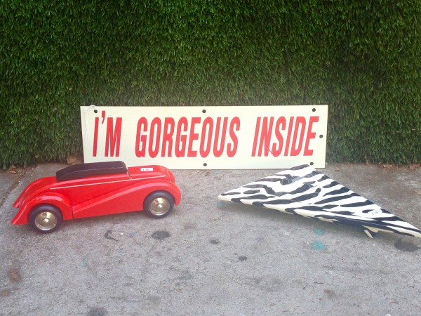 vintage wooden red car gorgeous inside sign and zebra ashtray