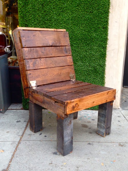 reclaimed wood outdoor chair that turns into table