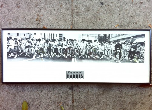 small vintage framed photo of running competition