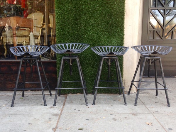 4 adjustable metal stools with tractor seats