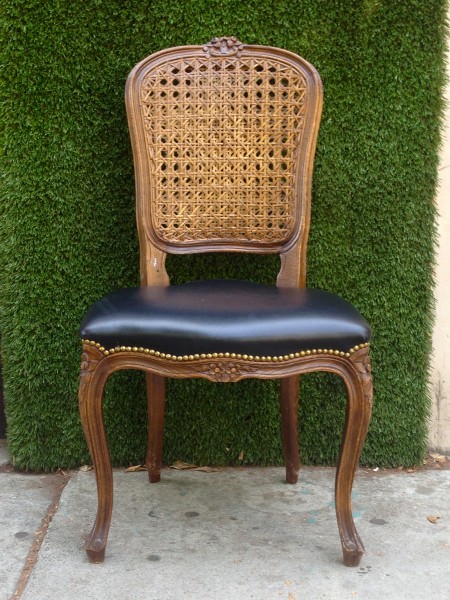 vintage regency chair with black vinyl seat