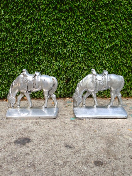pair of vintage horse bookends
