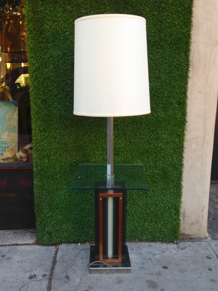mid century modern floor lamp with glass shelf