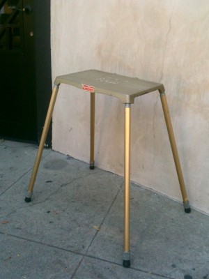vintage gold industrial tall-ish table