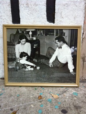 vintage black & white picture of family