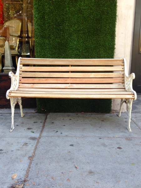 vintage iron bench with slats