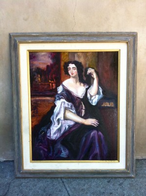 vintage panting of woman with really big arm :)