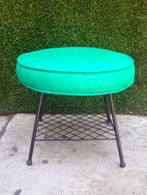 vintage green metal stool
