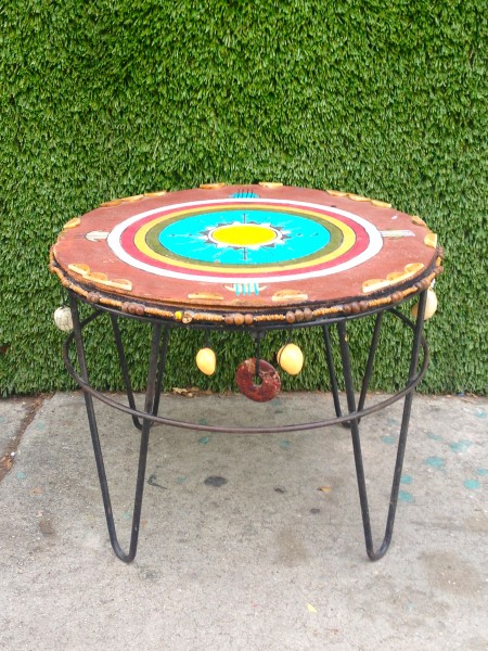 native american round end table/stool