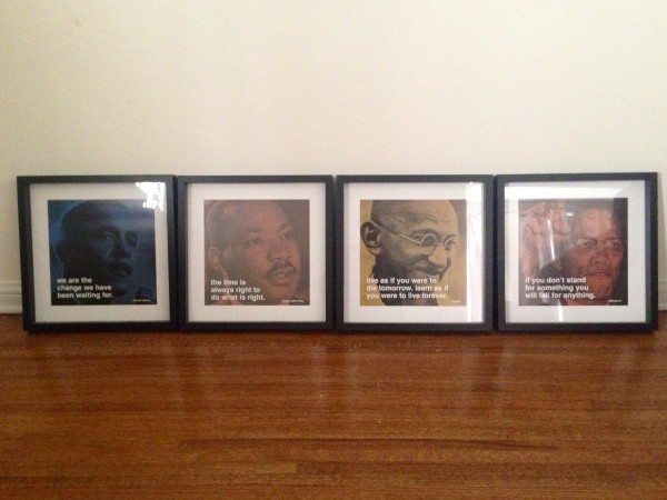 4 framed pictures of leaders on their quotes