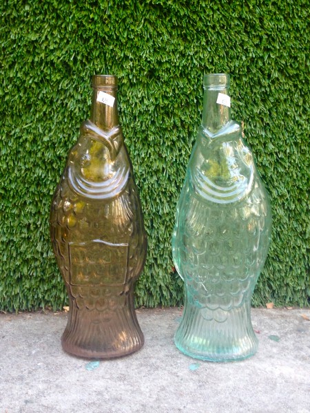 2 glass fish bottles