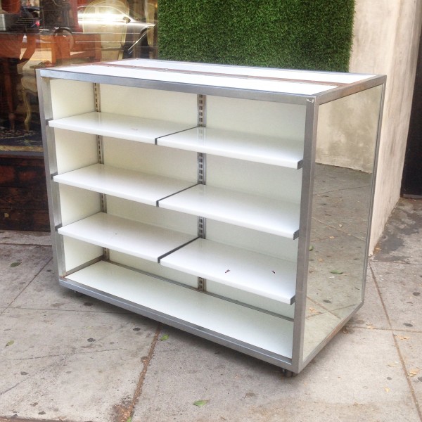 vintage shelving unit on casters / double-sided
