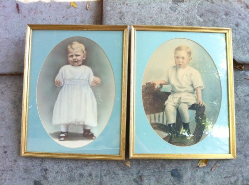 vintage photos of children with gold frames