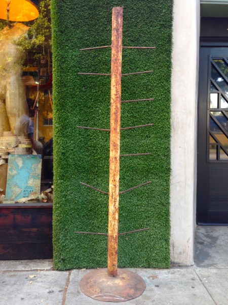 rusted iron coat rack (great for merchandising)