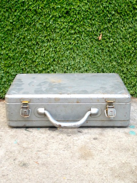 silver metal briefcase