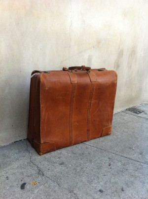 vintage brown leather briefcase