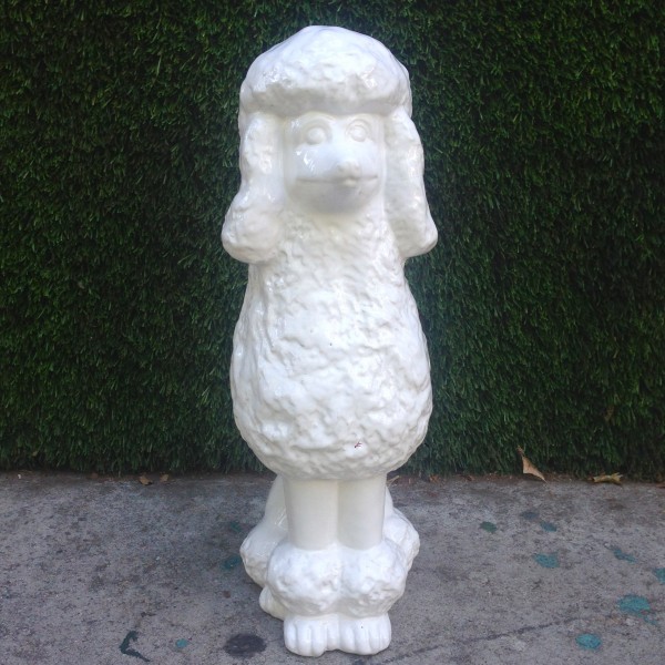 ceramic white lacquered poodle dog statue