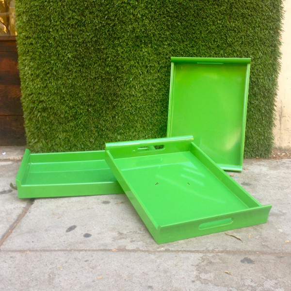 small medium large lacquer green trays