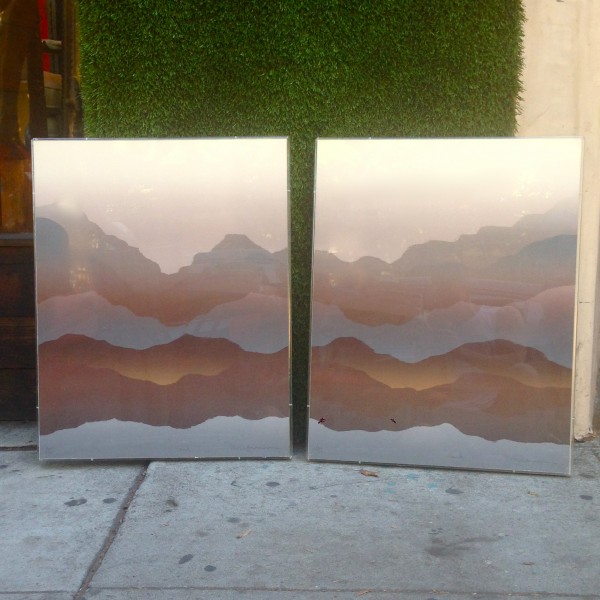 vintage signed & numbered abstract paintings on lucite frame