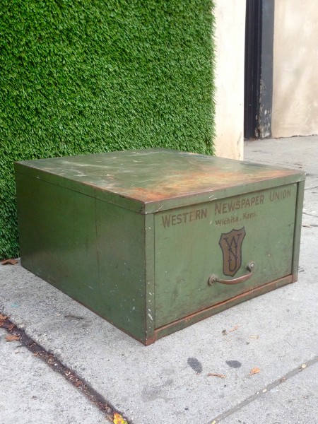 western newspaper union green vintage drawer