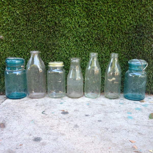 vintage glass bottles and jars