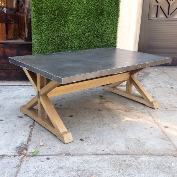 modern rectangular coffee table with metal top
