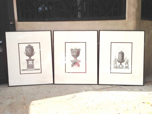 3 large vintage pictures with black frame