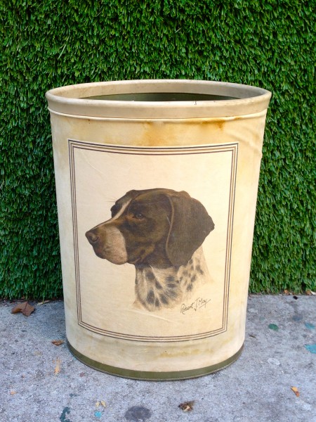 waste basket with dog picture