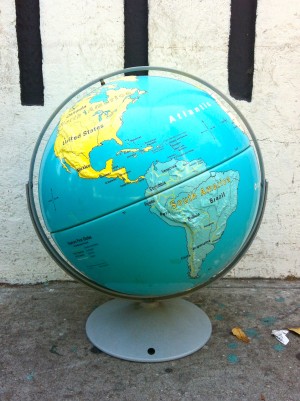 big vintage globe with metal stand
