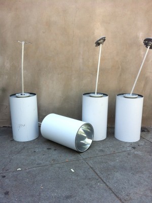 4 retro modern white cylinder hanging lights