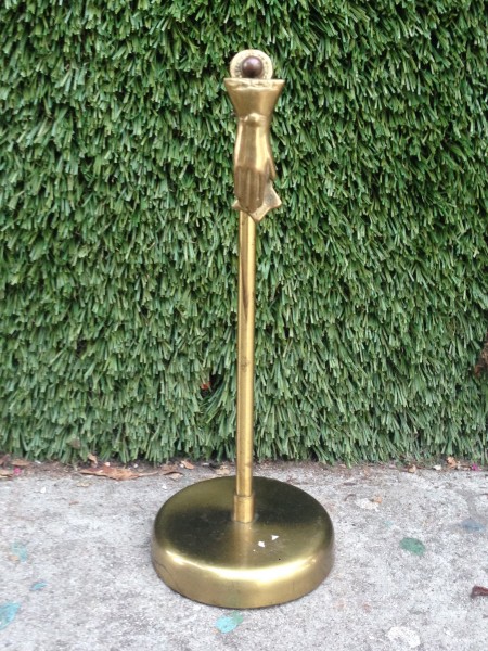 brass vintage paper holder with little hand