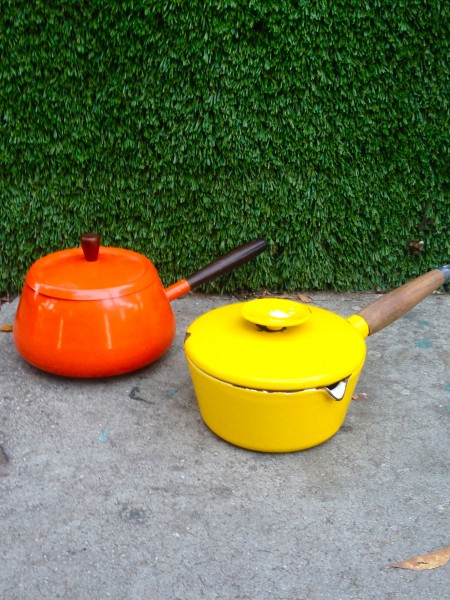 yellow and orange 1950’s pots