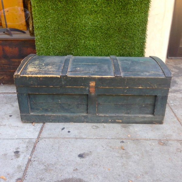 long wooden blue trunk