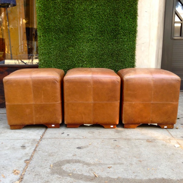 3 leather ottomans